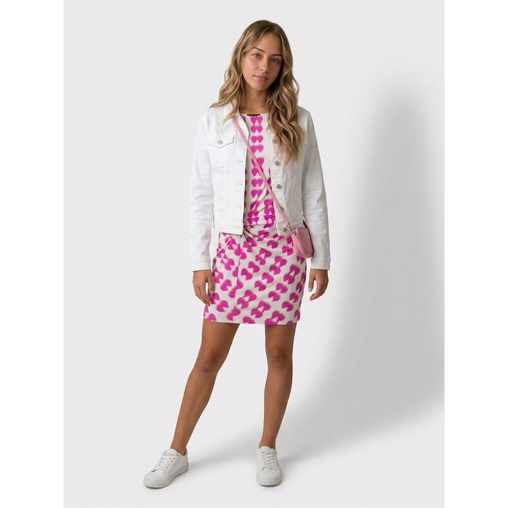BCBGMAXAZRIA Dress Womens Size M Pink White Abstract Knot Front Shift